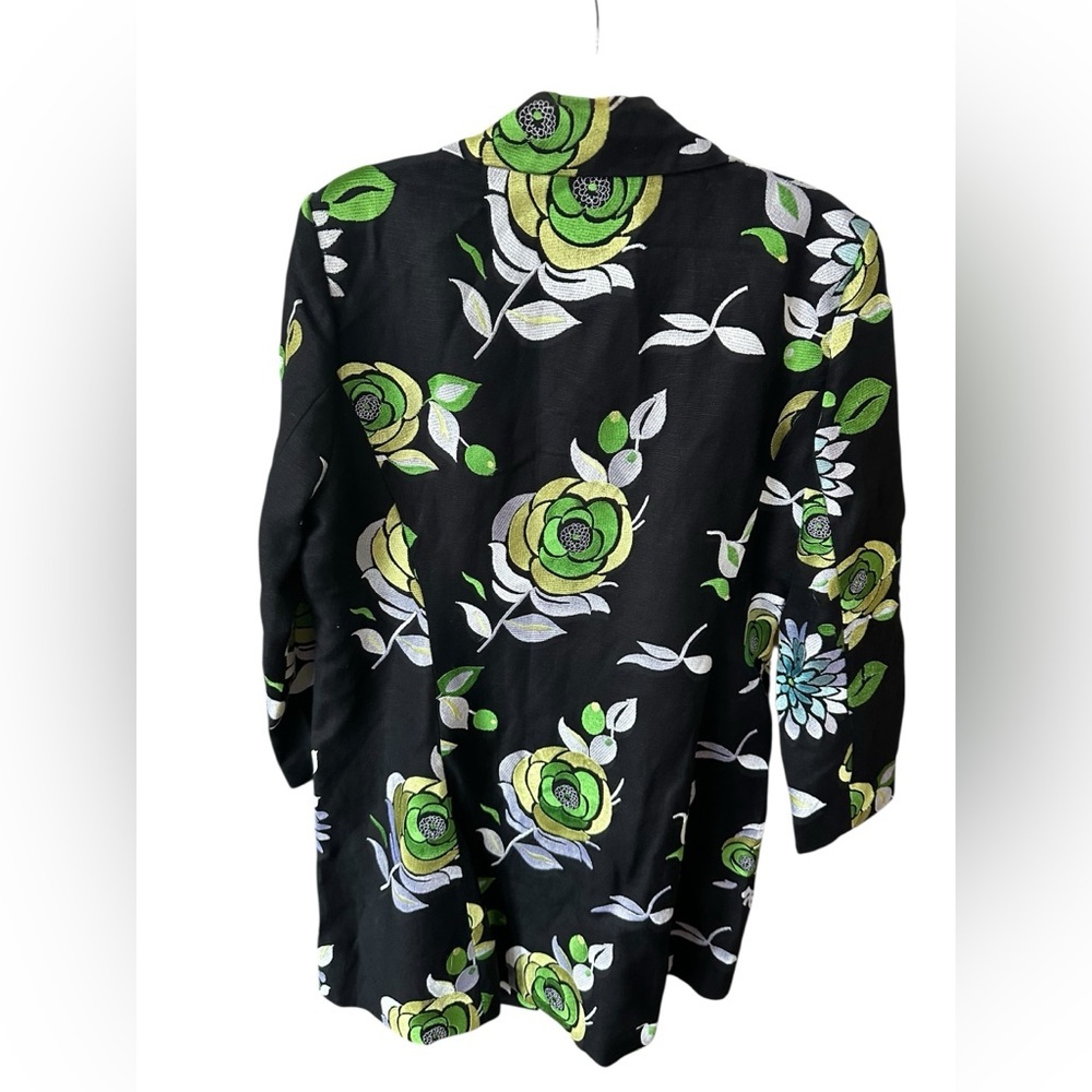 Floral Black Blazer with Green and Blue Accents size 16 - Picture 4 of 9
